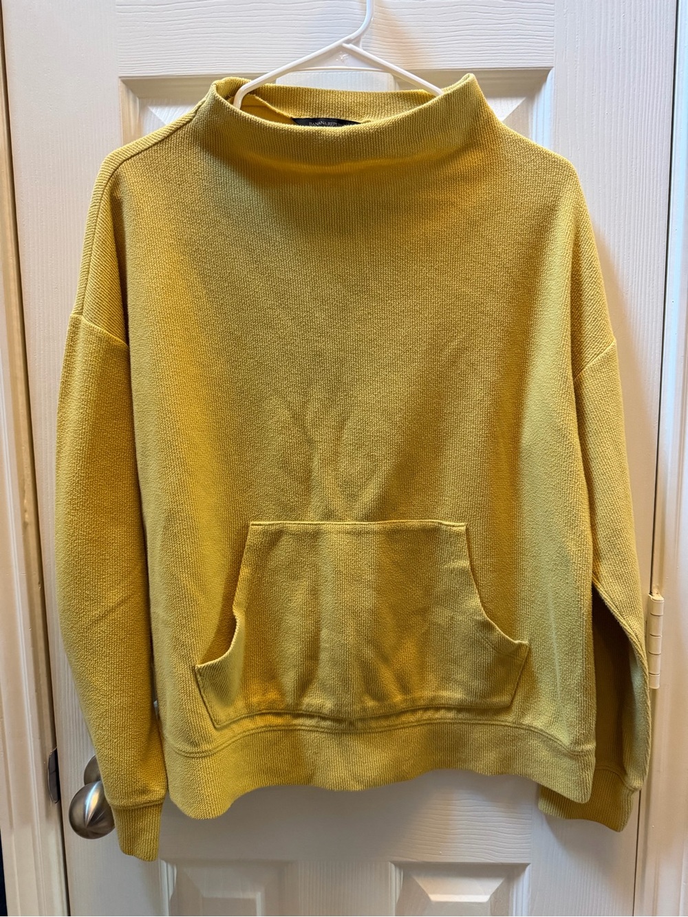Banana Republic Relaxed Cowl Neck Sweater with Front Pocket in Mustard
